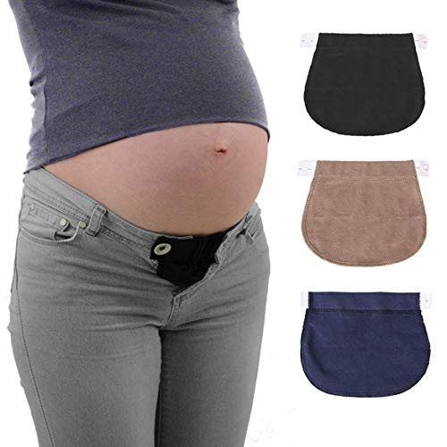 JohnJohnsen Cintura de Embarazo premamá Cinturón Ajustable Cintura elástica Extensor Ropa Pantalones para Mujer Embarazada Color Natural (Azul)