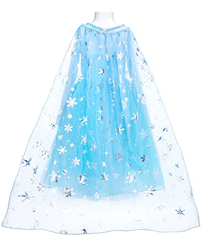 Jojoin Disfraz de Princesa Elsa, Vestido de Princesa, Disfraz Niña, Traje de Princesa con collar, bandas de pelo, varita, para Fiesta de Cosplay/Boda/Partido/Cumpleaño/Navidad/Halloween 110 Cm