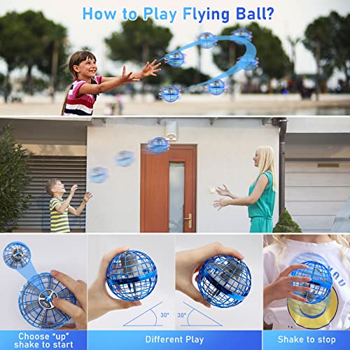 JOLIGAEA Bolas Voladoras, 360 ° Giratorio Flying Orb Ball, Mini Drone con Luces LED Brillantes, Juguetes Spinner UFO Volador para Adultos y Niños 7 8 9 10 11 12 Años Regalos Navidad Cumpleaños, Azul