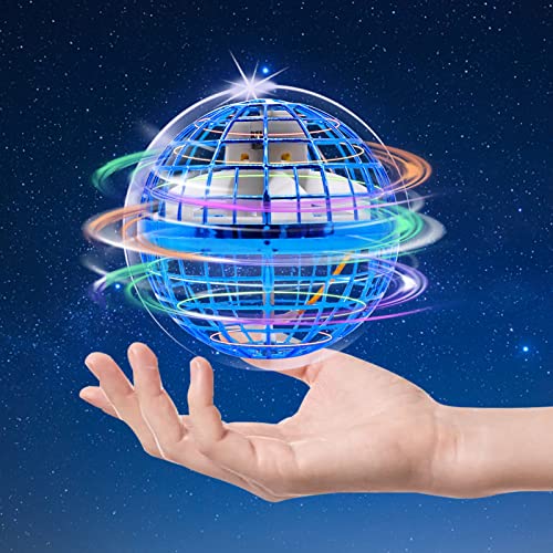 JOLIGAEA Bolas Voladoras, 360 ° Giratorio Flying Orb Ball, Mini Drone con Luces LED Brillantes, Juguetes Spinner UFO Volador para Adultos y Niños 7 8 9 10 11 12 Años Regalos Navidad Cumpleaños, Azul