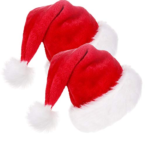 Jonami 2 Gorros de Papá Noel, Gorro de Navidad de Peluche, Accesorio de Disfraz Rojo y Blanco para la Celebración de la Fiesta de Navidad. Accesorios de Navidad