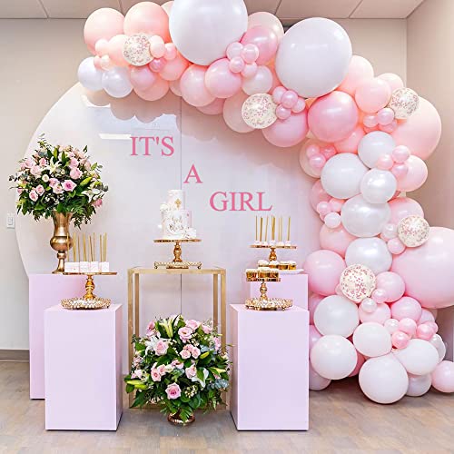 JORAKI Baby Shower Decoraciones Niña,100piezas Globos Guirnalda Kit con Rosa Blanco Globos Arco Kit para It's a Girl Revelar el Género Niña Cumpleaños Fiesta Despedida Soltera Boda Decoración