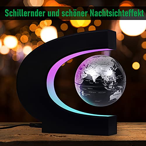 JOWHOL Globo terráqueo flotante, rotación automática de 360 grados, iluminación de alta gama, regalo para hombres y niños, decoración para oficinas, dormitorios y salones, color negro