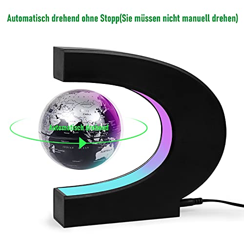 JOWHOL Globo terráqueo flotante, rotación automática de 360 grados, iluminación de alta gama, regalo para hombres y niños, decoración para oficinas, dormitorios y salones, color negro