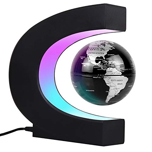 JOWHOL Globo terráqueo flotante, rotación automática de 360 grados, iluminación de alta gama, regalo para hombres y niños, decoración para oficinas, dormitorios y salones, color negro