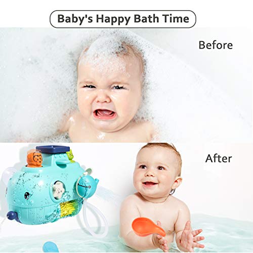 Joy joz Juguetes de Baño para Bebés, 5 en 1 Juguete de Ballena para Pared de Baño, Juguetes de Bañera con Cascada, Regalo de Ducha para Niños Pequeños, Niños de 1, 2, 3, 4 Años de Edad