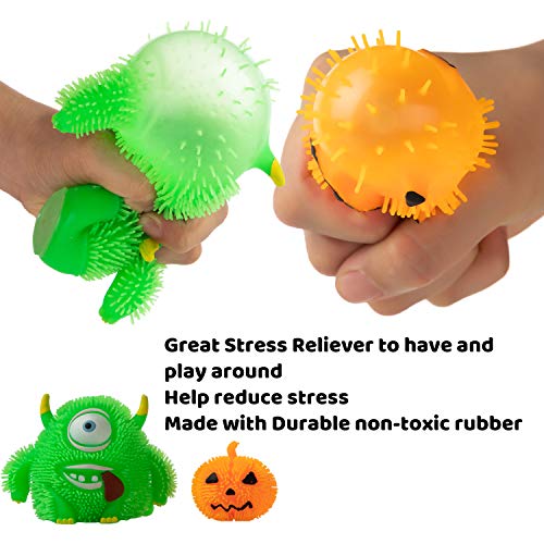 JOYIN Halloween 12 Piezas Squishy Juguetes Antiestrés Aliviar el Estrés para Niños con LED Que Brillan en la Oscuridad, Juguetes de Fantasma y Calabazas de Halloween