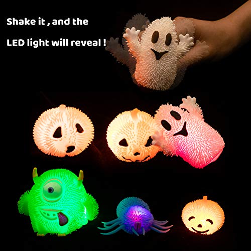 JOYIN Halloween 12 Piezas Squishy Juguetes Antiestrés Aliviar el Estrés para Niños con LED Que Brillan en la Oscuridad, Juguetes de Fantasma y Calabazas de Halloween