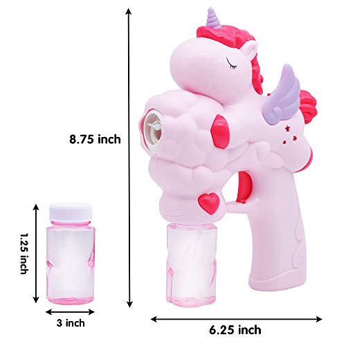 JOYIN - Paquete de 2 Pistolas de Burbujas para niños con solución de Burbujas de 50 ml, Recuerdos de Fiesta de Unicornio, soplador de Burbujas para niños, Juguetes de Unicornio, Juguetes de Verano