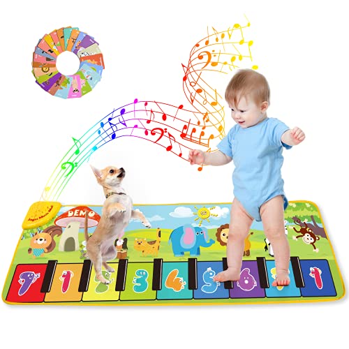 Joyjoz Alfombra de Piano con de Animales Sonidos, 130 cm Grande Alfombra de Baile, Educación Temprana Musical Juguetes para Bebés, Regalos para Niños y Niñas de 1 a 5 años