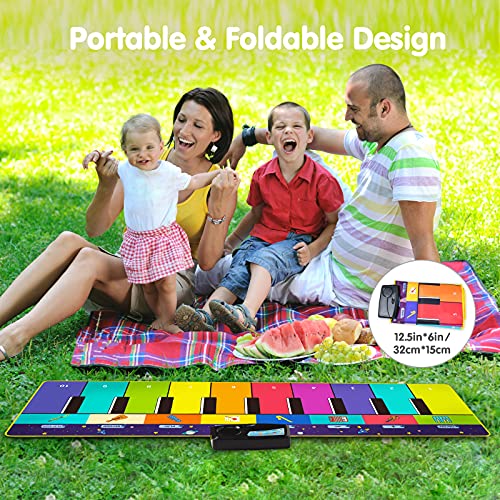 Joyjoz Alfombra Musical de Piano con 100+ Sonidos, Alfombra de Baile 4 Modos, Alfombra de Teclado para Niños Instrumentos Juguetes Musicales para Niños Niñas 1 a 5 Años (110*36CM)