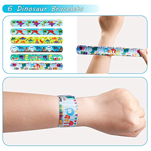 JOYUE 50PCS Dinosaurio Cumpleaños de Regalo, Pulsera Dinosaurio, Llavero, Tatuajes Temporale, Marcador, Pulseras Bofetada, Anillo de Dinosaurio para Niños Dinosaurio Fiesta Cumpleaños