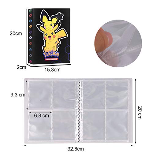 JOYUE Pokemon Card Holder Album, Carpeta Pokemon para Tarjetas, Album de Tarjetas, Fundas Protectoras de Pokemon, Tarjetas GX y EX, 30 Páginas con Capacidad para 240 Tarjetas (Pikachu-A)