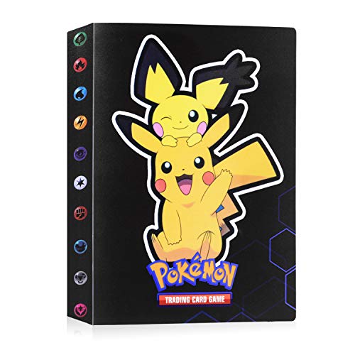 JOYUE Pokemon Card Holder Album, Carpeta Pokemon para Tarjetas, Album de Tarjetas, Fundas Protectoras de Pokemon, Tarjetas GX y EX, 30 Páginas con Capacidad para 240 Tarjetas (Pikachu-A)