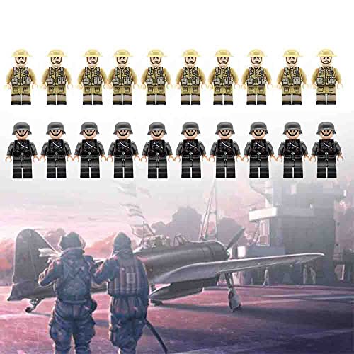 Juego de 20 figuras militares del ejército, mini figuras de armas de la WW2, juego de rol para niños y niñas