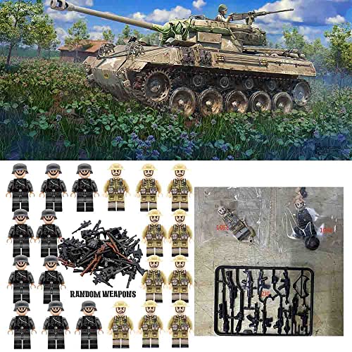 Juego de 20 figuras militares del ejército, mini figuras de armas de la WW2, juego de rol para niños y niñas