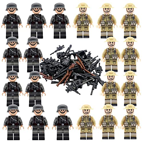 Juego de 20 figuras militares del ejército, mini figuras de armas de la WW2, juego de rol para niños y niñas