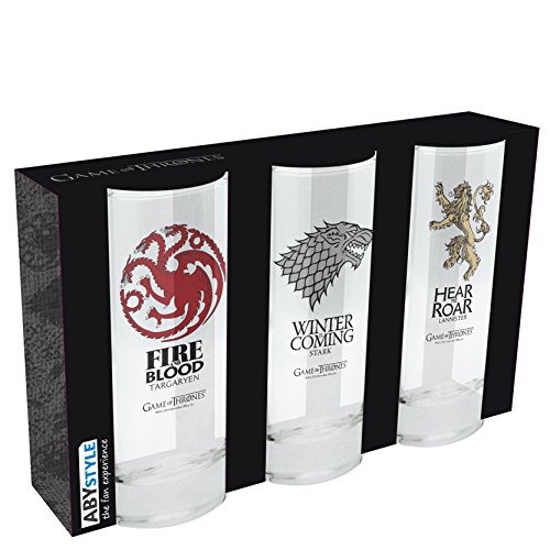 Juego de 3 vasos de Elbenwald Game of Thrones con escudo de Stark Targaryen Lannister, 250 ml