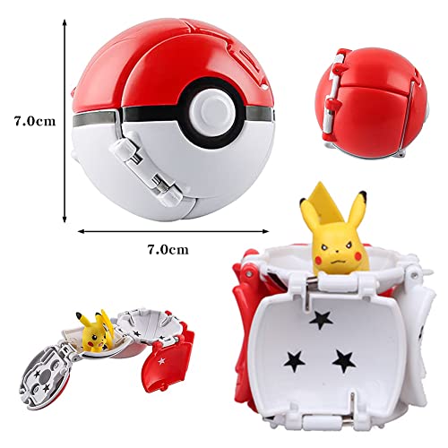 Juego de 4 bolas de combate, Pokeball, saltar automático, minipelota de elfo, decoración de muñecas, dibujos animados, juego de juguetes para muñecas, 4 unidades