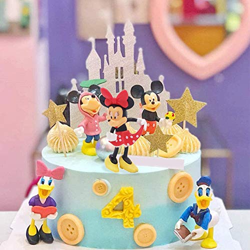 Juego de 6 PCS de Mini Mickey, Sombrero de Copa de Mickey, Decoraciones para Pasteles de Cumpleaños, Mini Juguetes para Niños, Decoraciones para Fiestas Temáticas de Mickey