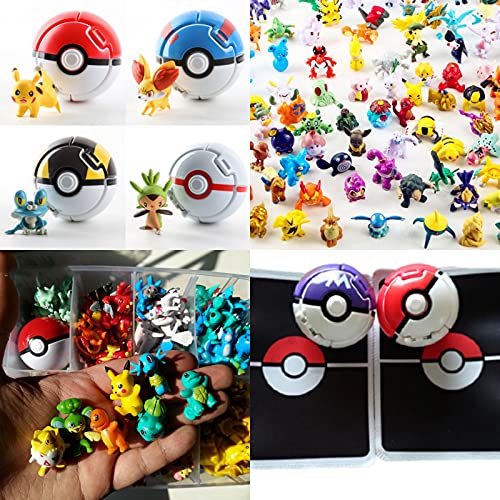 Juego de batalla de Pokémon: 144 figuras de Pokemon+1 caja de almacenamiento+ 1 libros ilustrados+2 bolas de póke+2 alfombrillas de batalla+1 bolsa de almacenamiento+2 pegatinas+2 bolas básicas(pro)