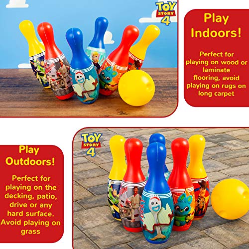 Juego de Bolos para niños de Forky, de la película Toy Story 4. Incluye 6 Bolos y 1 Bola. Juegos de jardín para niños