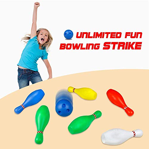 Juego de bolos Skittles Juego de bolos para jugar al aire libre de interior con bolas para niños de 3 a 5 años de edad 6 7 8, de gran tamaño