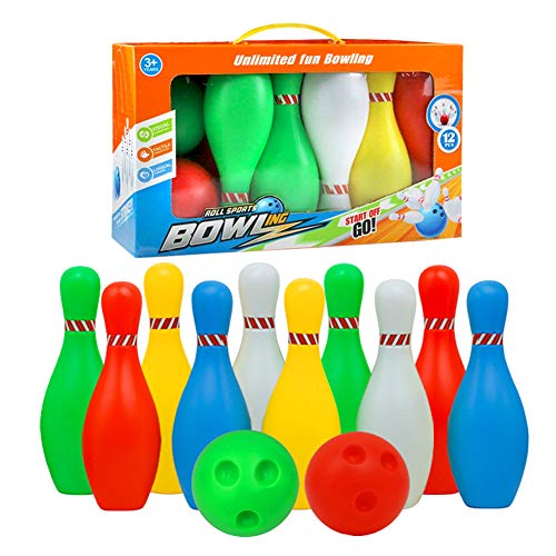 Juego de bolos Skittles Juego de bolos para jugar al aire libre de interior con bolas para niños de 3 a 5 años de edad 6 7 8, de gran tamaño