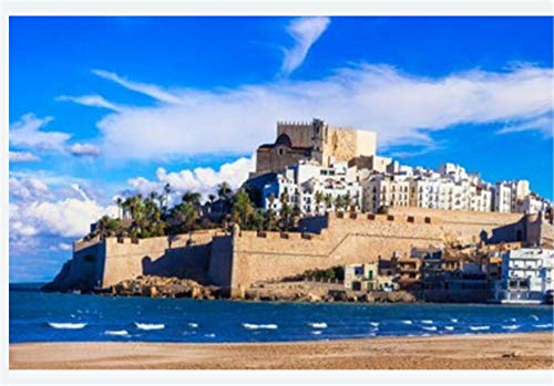 Juego De Bricolaje 1000Piece Puzzles Puzzle Peniscola - Spanish Town With Island - Castle And Great Beach In Province Of Castellon Spain Para Rompecabezas De Regalo De Juguete Para Niños Adultos