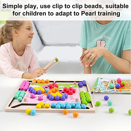 Juego de Cuentas de Madera, otutun Juego de Cuentas de Madera con Clip Wooden Go Games, Juego de Cuentas de Madera con Clip de Early Education Puzle para Aprender a Matemáticas, Juguete Educativo