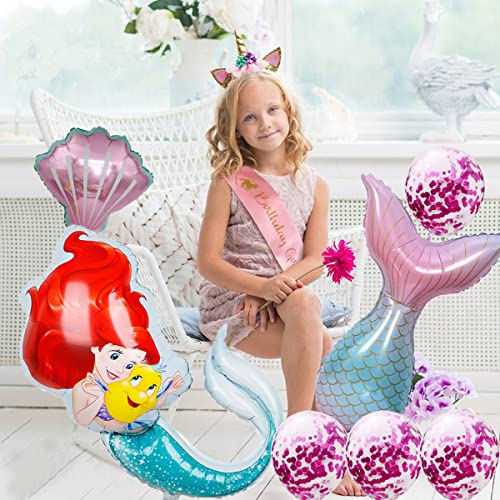 Juego de decoración para fiesta de cumpleaños de sirena, 3 años, niña, colorido, globo de sirena, 40 "XXL, número 3, globo, tercer cumpleaños para niños, niña, globo de látex, globos de látex, decorac