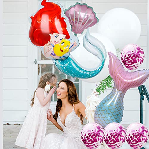 Juego de decoración para fiesta de cumpleaños de sirena, 3 años, niña, colorido, globo de sirena, 40 "XXL, número 3, globo, tercer cumpleaños para niños, niña, globo de látex, globos de látex, decorac