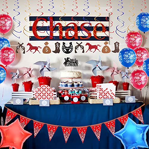 Juego de decoración para fiestas temáticas del oeste,con diseño de vaquera para colgar,banderines,globo con estrellas,servilletas,platos,tapas de banderines para fiestas de cumpleaños,baby shower