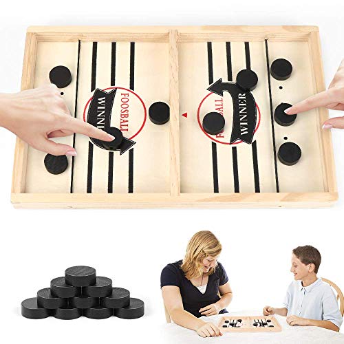 Juego de Mesa de Hockey, Hockey de Mesa Portatil, Juguete de Tablero de Catapulta, Juego de Air Hockey para Mesa, Hockey de Madera, Fast Sling Puck Juego, para Padres e Hijos Actividades de Reunión