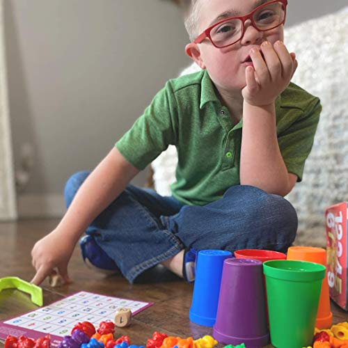 Juego de ositos de conteo de arco iris con tazas para niños y niños de 3 años en adelante, incluye tarjetas de actividad adicionales para fomentar la diversión y el aprendizaje para toda la familia