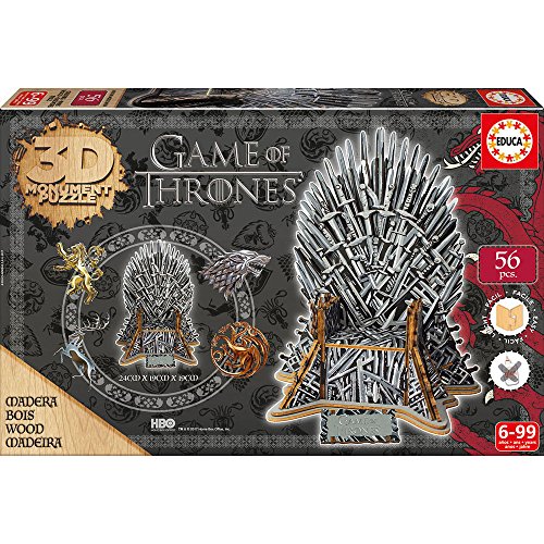 Juego de Tronos- Game of Thrones Puzzle 3D de Madera, 56 Piezas (Educa Borrás 17207)