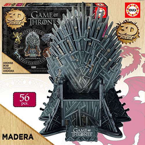 Juego de Tronos- Game of Thrones Puzzle 3D de Madera, 56 Piezas (Educa Borrás 17207)