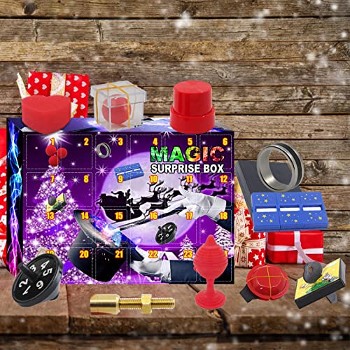 Juego de trucos de magia para niños, calendario de Adviento de Navidad 2021, juego de juguetes mágicos de cuenta regresiva de 24 días, regalo de cuenta regresiva de Navidad sorpresa para niños