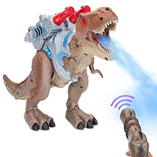 Juguete de Dinosaurio con Control Remoto - Juguetes Animales T-Rex Dragón Gadget con función de Aerosol y Sonidos para niños Educativos Cumpleaños Niños Niñas