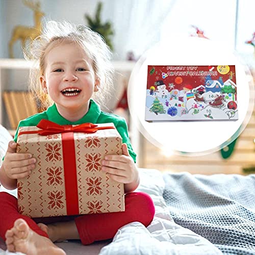 Juguete Fidget Calendario de Adviento 2021 Poppet-Fidget Toy Cheap Christmas Surprise Gift Box para niños, 24 días Calendario de cuenta regresiva de Navidad Pop Fidget Toys Set (F)