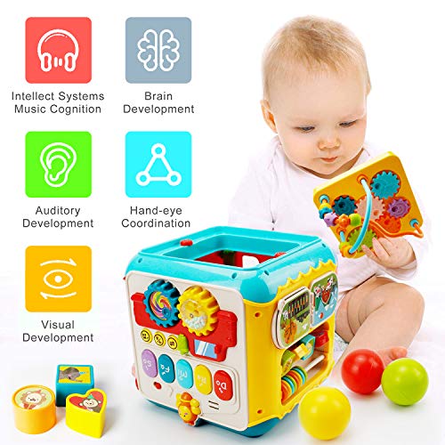 Juguete musical para bebé con forma de cubo de actividad, juguete educativo para bebés y niños pequeños a partir de 9 meses, niños y niñas