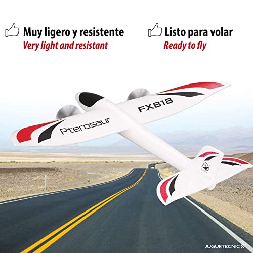 Juguetecnic Avion RC Teledirigido Planeador Electrico para Niños y Adultos EPP Poliespan Radiocontrol con Tren de Aterrizaje Aviones Teledirigidos Planeadores de Corcho 2 Canales Mini Sky Surfer