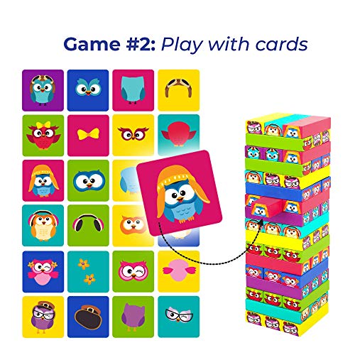 Juguetes De Madera - de Bloques de Madera - Juego de de Bloques de Madera con Animales - Juego de Mesa Familiar para Niños de 3-9 Años o más y Adultos - Bloques de Construcción Educativos Divertidos