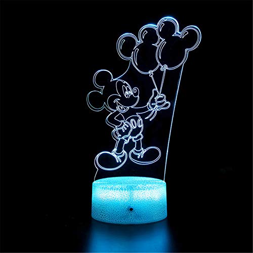 Juguetes para niñas de 5 años Mickey Mouse Minnie 3D ilusión noche luz mesa escritorio iluminación con control remoto, regalos juguetes para niños