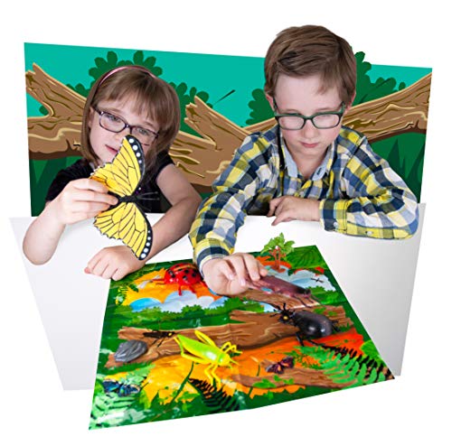 Jumbo Playset - Insectos de Deluxebase. Set de Juego con Figuras de animalitos. Bolsa de Insectos y bichos de Juguete Grandes, Incluye Mariposas y bichos. Set de Insectos de Juguete para niños