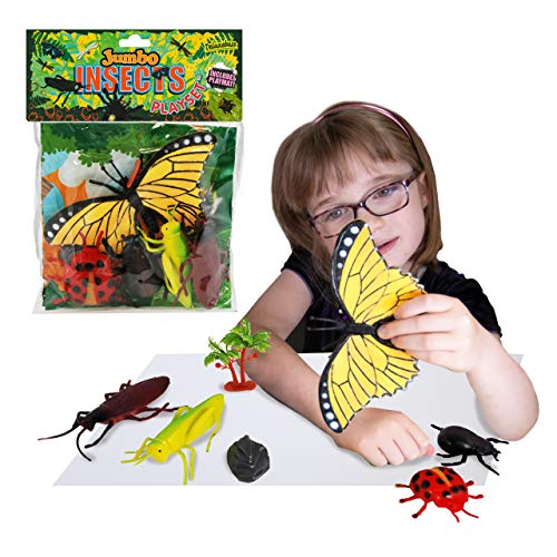 Jumbo Playset - Insectos de Deluxebase. Set de Juego con Figuras de animalitos. Bolsa de Insectos y bichos de Juguete Grandes, Incluye Mariposas y bichos. Set de Insectos de Juguete para niños