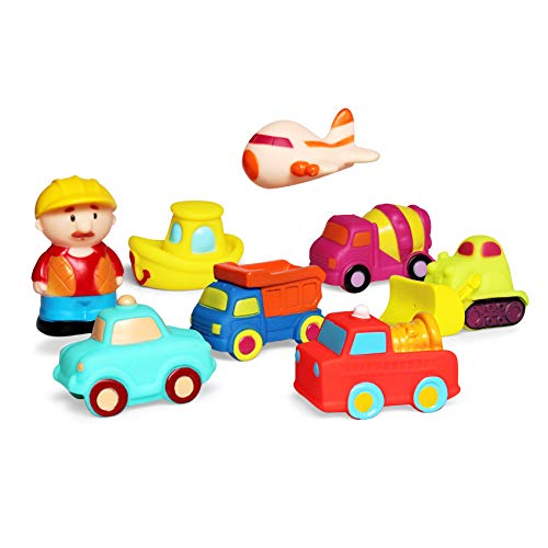 JUNSHEN Juguetes para vehículos de baño (8 PCS),Juguetes flotantes de baño Suave para bebés Bañera Aprendizaje Baño Coche Juguetes y Juguetes para Camiones de bañera para niños pequeños