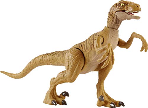 Jurassic World Dinosaurio Ataque Salvaje Velociraptor con garras, figura de juguete con movimientos para niños +4 años (Mattel HBX32)