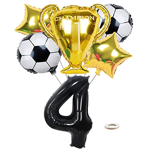 Jxuzh Globo de fútbol para cumpleaños, decoración de fiestas, accesorio de fútbol, decoración de cumpleaños para niños, globos de 4º cumpleaños