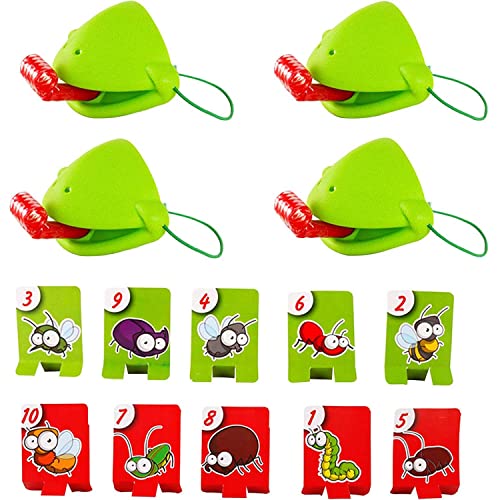 Kasituoer Tongue Game, 2/4pcs Lizard Frog Tongue Catch Bugs Board Games, Funny Desktop Board Games for Kids, Educational Toy Gift for Children Over Four Years Old (3Pcs)